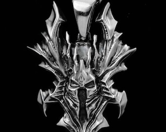 Lich King Helm Pendant | Oxidized Sterling Silver WoW Jewelry