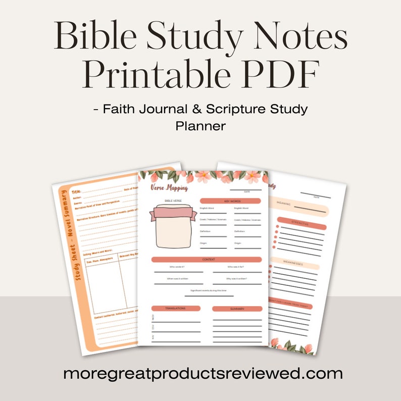 Fantastic Bible Study Notes Printable PDF Faith Journal & Scripture ...