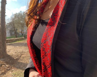 Handmade Tatreez Embroidered Jacket: Palestinian Stitch, Women's Large