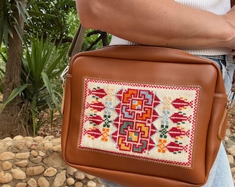 Bolso bandolera palestino Tatreez – Bolso de piel bordado a mano, regalo para el Día de la Madre