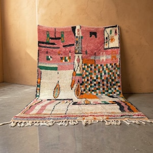 Handmade Moroccan Boujaad Rug – Custom Wool Berber Carpet – Colorful Abstract Tribal Design – Atlas Area Rug – Boho Decor – Choose Size