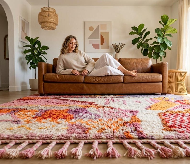 Boujaad Moroccan Colorful Rug, Handmade Berber Wool Rug, Abstract ...