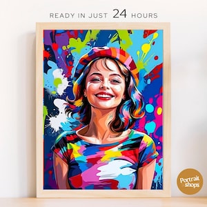 Porträt Personalisierte POPART, WFAP Benutzerdefinierte Pop Art, Pop Art vom Foto, Porträts Geburtstag Paar Familie Hochzeit Zeichnung