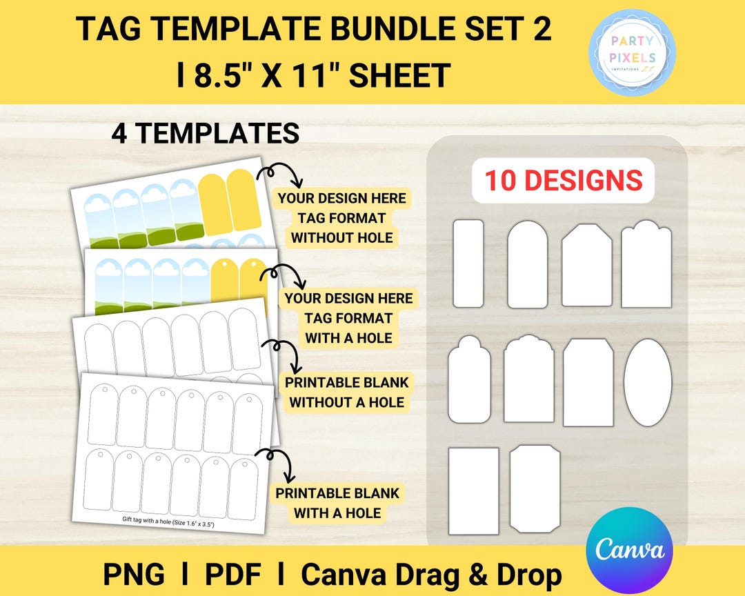 Printable Tag Template: 10 Designs, DIY Gift Tags (PDF, PNG, Canva) - Etsy