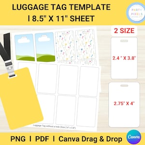 Personalized Luggage Tag Template: Canva Editable (PDF & PNG)