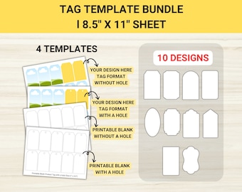 Printable Tag Template Bundle: 10 Designs (PDF, PNG)