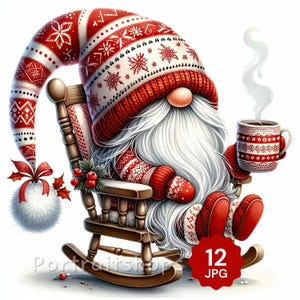 Watercolor Christmas Gnomes Clipart: Festive Holiday JPG Graphics (Digital Download)