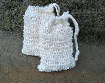 Natural Plant-Based Reusable Sisal Soap Pouch/Bag with Drawstring--Reusable Mesh Soap Saver--Benefits No-kill Animal Rescue