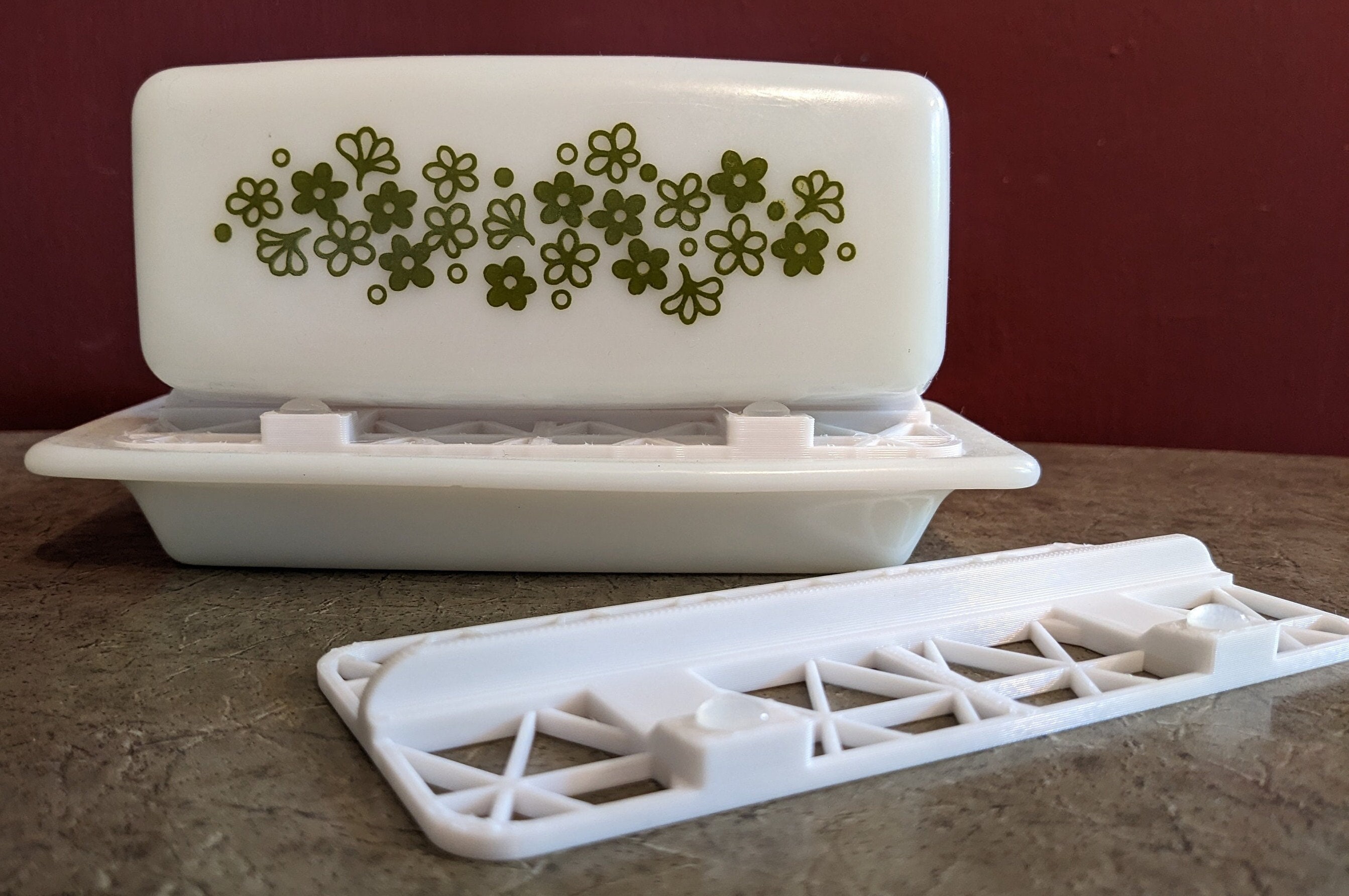 vintage pyrex butter dish with lid