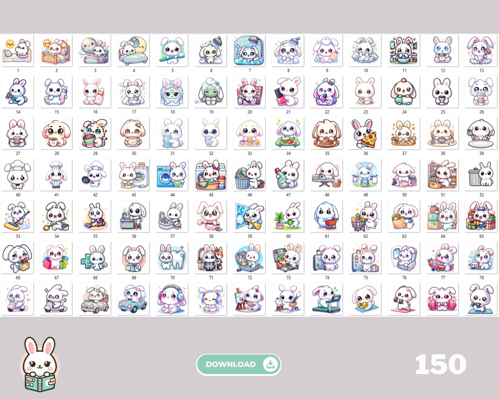 Digital Stickers Daily Routine Stickers Cute Kawaii Planner Stickers ...