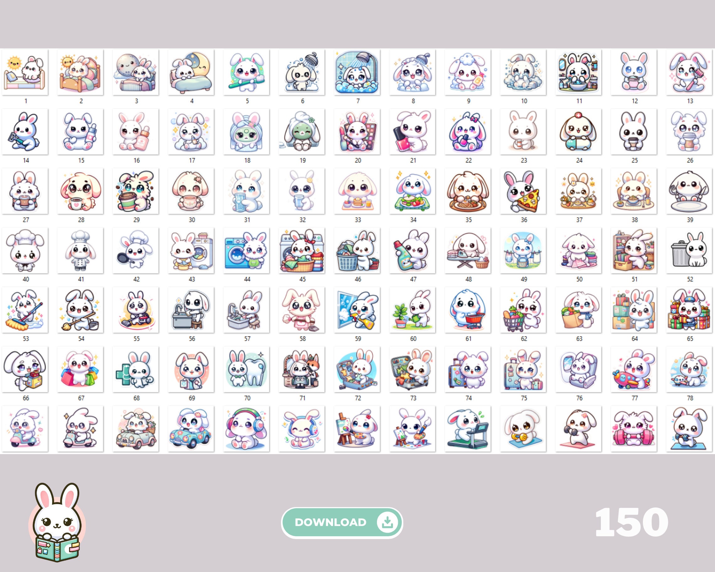 Digital Stickers Daily Routine Stickers Cute Kawaii Planner Stickers ...