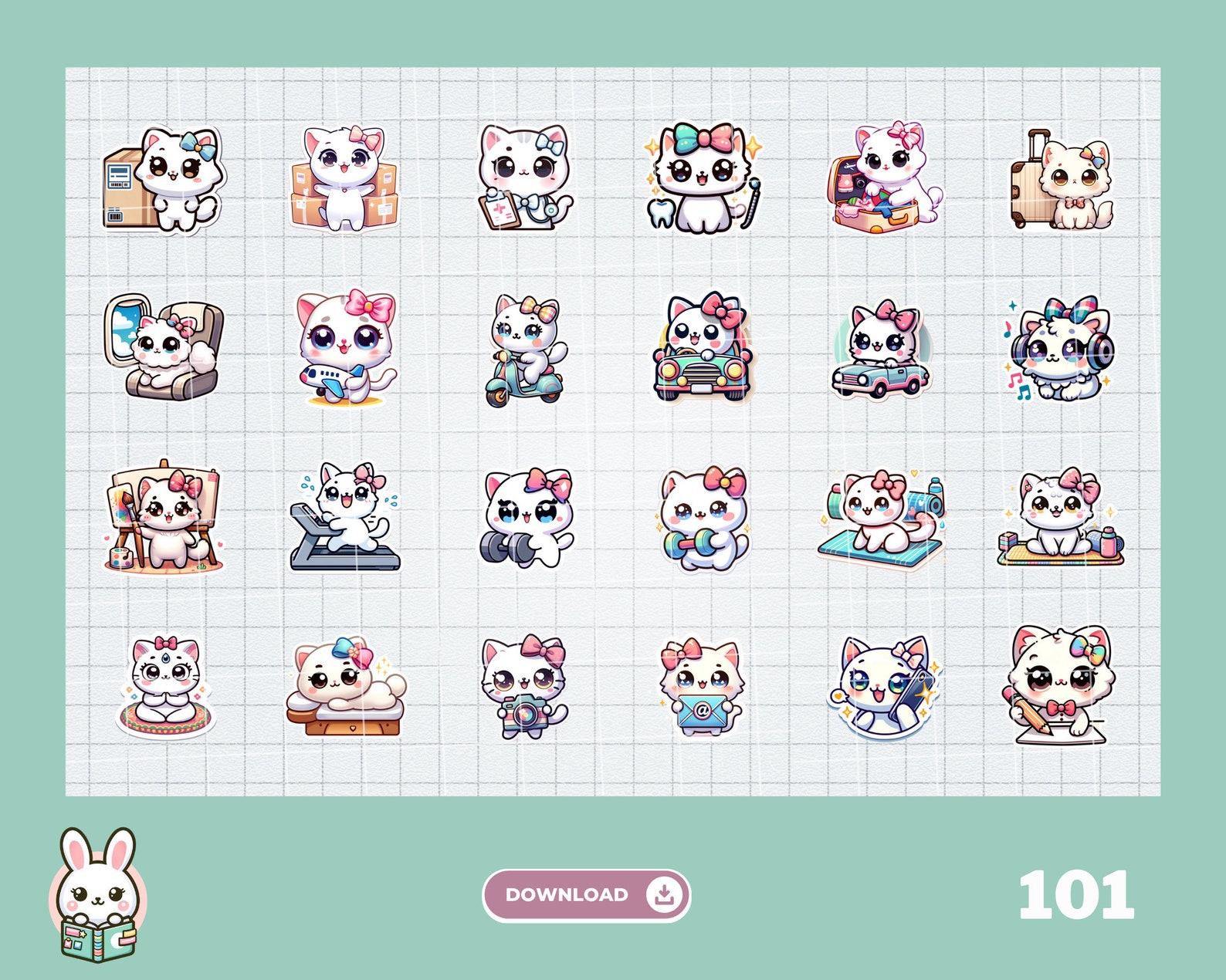 Digital Stickers | Daily Routine Stickers | Cute Kawaii Planner ...