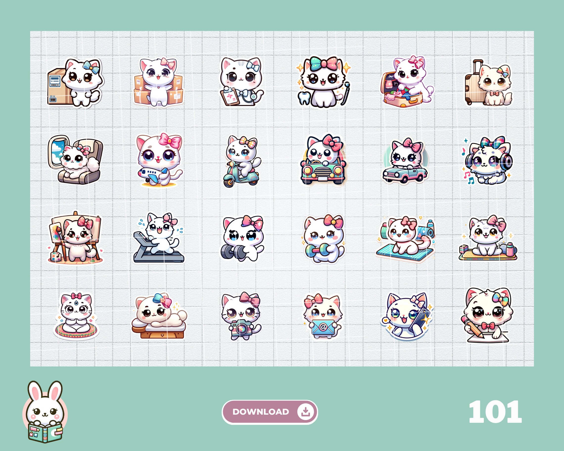 Kawaii Routine Digital Stickers | Daily Routine Stickers | Cute Kawaii Planner ...