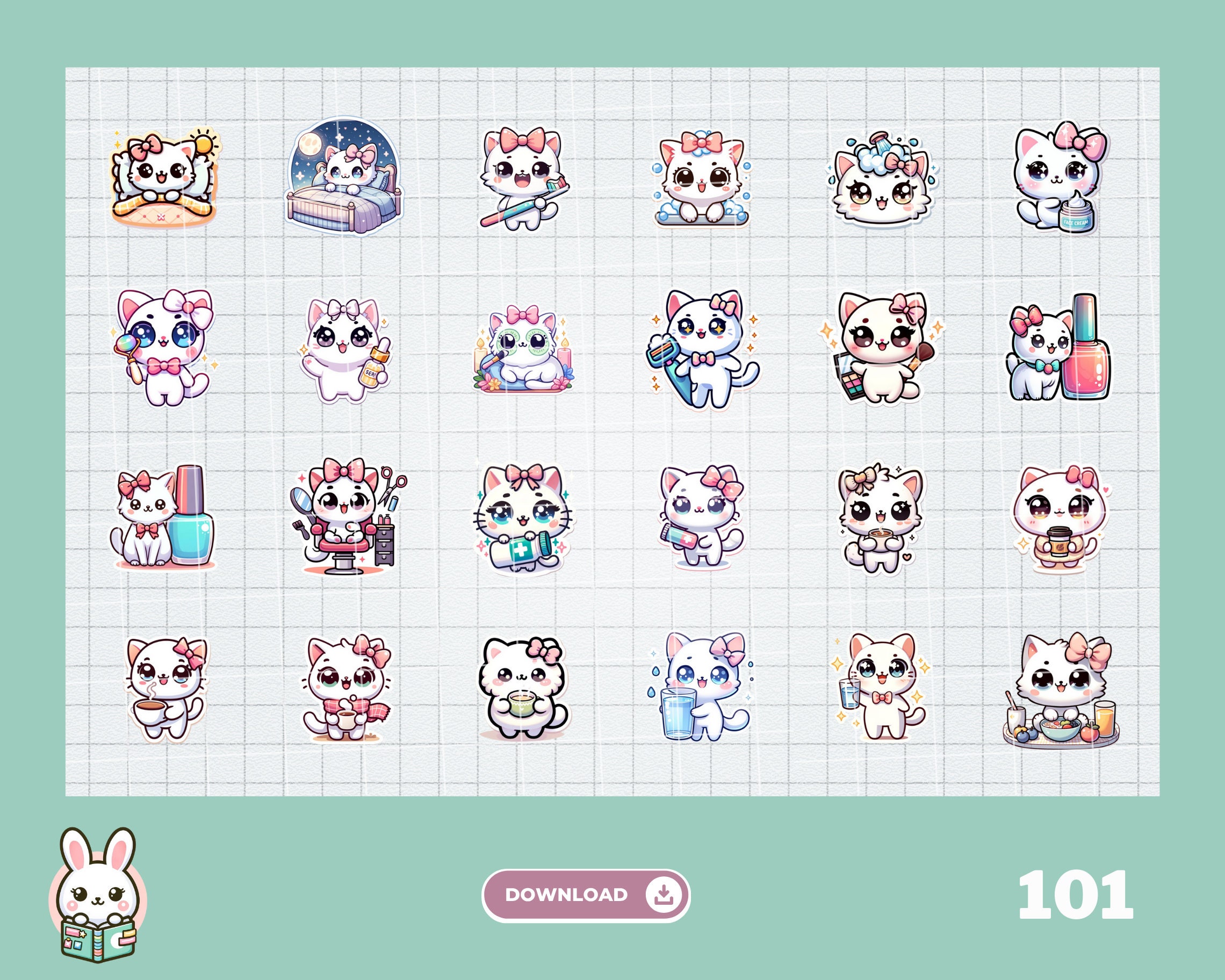 Digital Stickers | Daily Routine Stickers | Cute Kawaii Planner ...