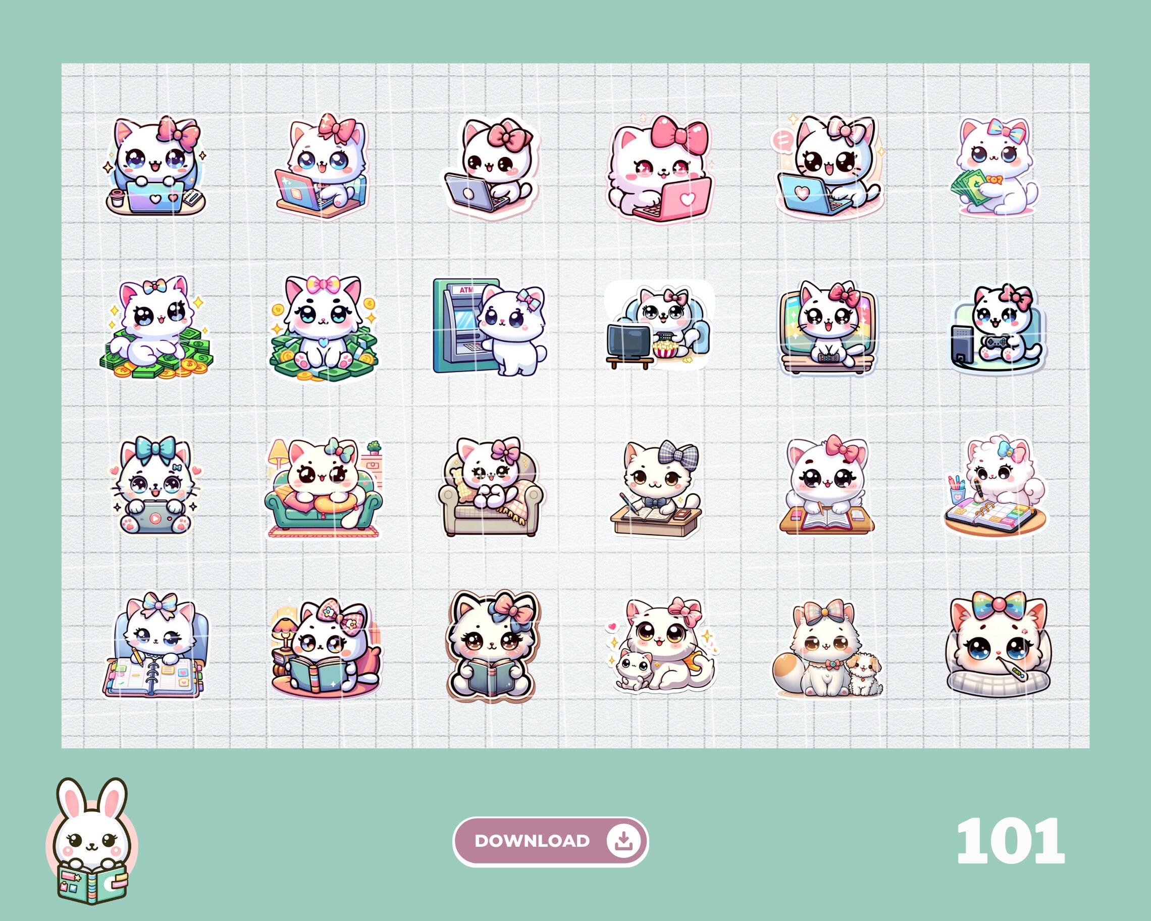 Kawaii Routine Digital Stickers | Daily Routine Stickers | Cute Kawaii Planner ...