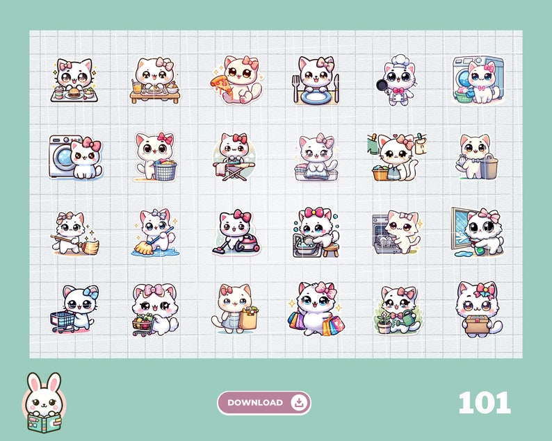 Digital Stickers | Daily Routine Stickers | Cute Kawaii Planner ...