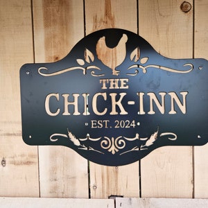 2025 Chicken Coop Sign: Matte Black Powder Coated Steel