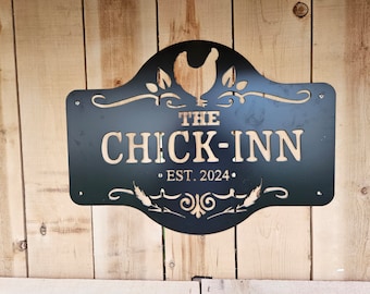 2025 Chicken Coop Sign: Matte Black Powder Coated Steel