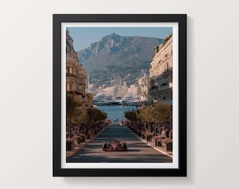 Monaco F1 Racing Print: Red Ferrari, Classic Motorsport Photography