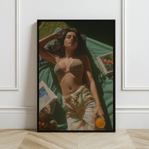 La Dolce Vita Print, trendige Zeitung, Vintage Poster, altes Geld Ästhetik, Retro Poster, 60er Jahre Wandkunst, Strand Vibe, Vogue