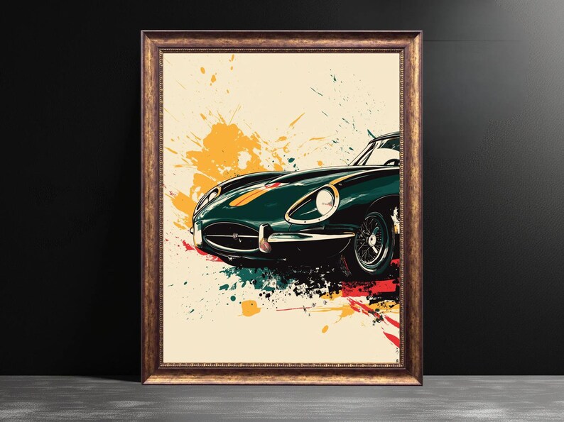 Jaguar E-type Classic Car Posters Classic Collection Fan Art Car Art
