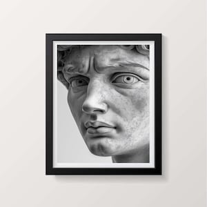 David Sculpture Close-Up Print | Michelangelo Art Poster | Classical Statue Wall Art | Moody Aesthetic Decor | Unframed Fine Art Print