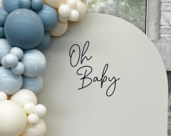Vinilo decorativo "Oh Baby", ideal para baby shower, revelación de género, baby shower para niña o niño, decoración de fondo.