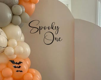 Letrero de vinilo para fiesta de primer cumpleaños, temática de Halloween, ambiente espeluznante, calcomanía para fiesta de temporada espeluznante