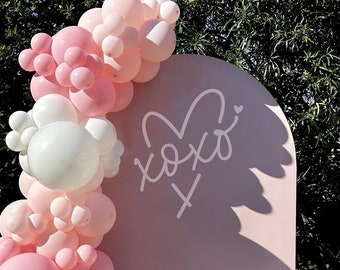 Letrero decorativo de fiesta con corazones XOXO, pegatina de vinilo para celebración de compromiso, decoración de fondo con globos, letrero para fiesta de boda, despedida de soltera