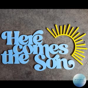 Here Comes The Son Sign Wood, Sun Rays, Baby Shower Decorations, Baby Boy Shower, Retro Themed Baby Wooden Sign, Sun Themed Baby Shower