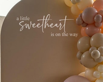 A Little Sweetheart Is On the Way Party Decal Sign, Baby Shower Vinyl Sticker Decoration, Gender Reveal, Girl Baby Shower, Boy Baby Shower