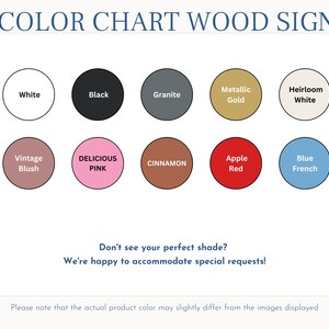 Bloom Bar wood sign color chart with available paint colors