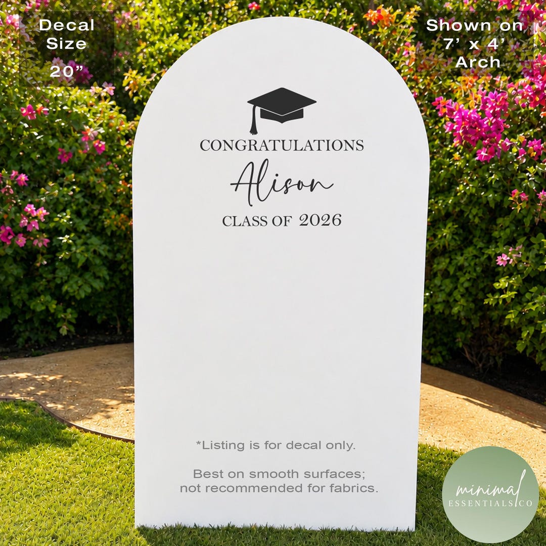 Personalized Graduation Party Decal Sign, Vinyl Sticker for Balloon Backdrop, Graduation C