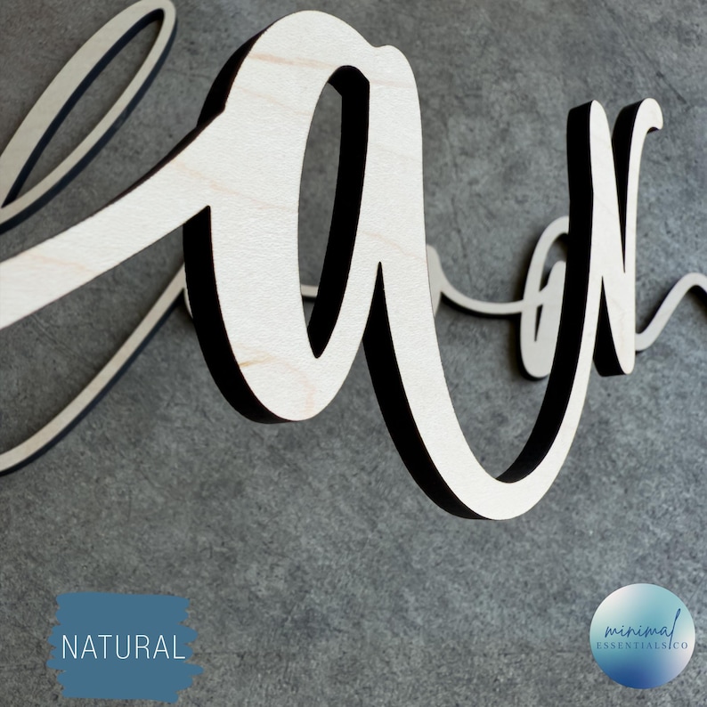 Bloom Bar wood sign cut from 1/4" maple plywood shown in diy unpainted natural plywood and laser burnt characteristics on the sides
