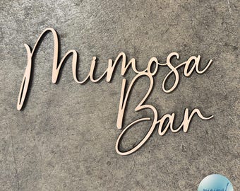 Letrero de madera para bar de mimosa, decoración de pared para eventos, decoración de bodas, señalización para bar de fiestas, despedidas de soltera, telón de fondo para bodas, decoración de madera para celebraciones.