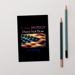 Carte postale standard True Patriot, Drapeau américain, Pas de roi, Sauvons la démocratie