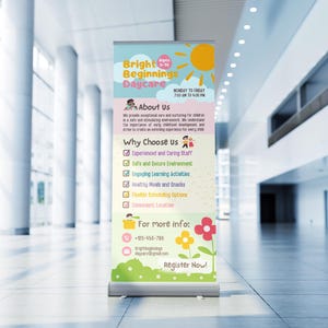 Modern Daycare Retractable Enrollment Banner Canva Templates: Set of 4 Designs (Digital Download)
