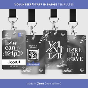 Modern Church ID Badges Canva Template: Youth Volunteer Name Tags (Digital Download)