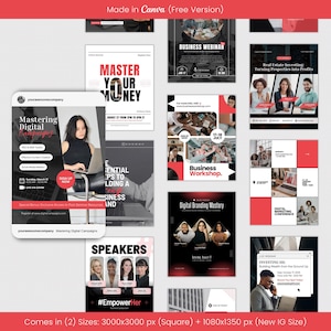 Modern Business Social Media Flyer Templates: Webinar, Conference, Workshop (Digital Download)