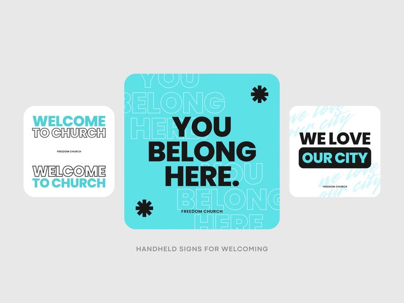 Modern Church Welcome Signs Templates, Sunday Greeter Handheld Pop ...