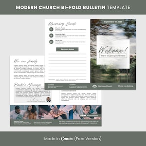 Simple Sunday Church Bulletin Editable Canva Template,Aesthetic Church Bifold Bulletin,Special Church Service Program, Instant Download