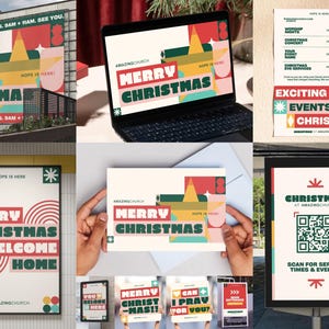 Modern Christmas Graphics Pack: Bold Shapes, Warm Retro Tones Design (Canva Editable, Digital Download)