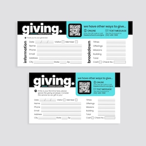 Modern Church Giving Envelopes, Tithes & Offerings Canva Template (Digital Download)