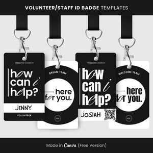 Editable Church ID Badge Template: Modern Staff Volunteer Name Tag (3x5 in, Digital Download)