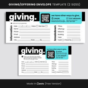Modern Church Giving Envelopes Canva Template, Aesthetic Tithes and Offerings Envelope, Sunday Service Giving Details, Other Ways to Give