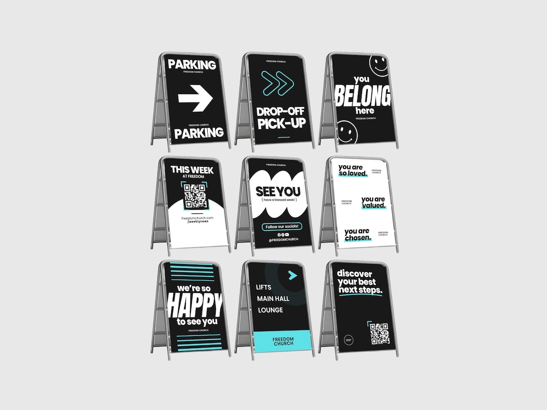 Modern Church A-frame Sign Templates, Trendy Church Welcome Signs, City ...