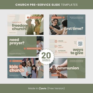 Modern Church Presentation Slides Canva Templates,Aesthetic Church Loop Slides,Sunday Announcement Slides,Trendy Welcome Church Graphics
