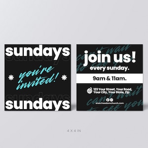 Modern Church Invitation Templates, Creative Sunday Invite Cards, Evangelism (Canva Editable, Digital Download) image 3