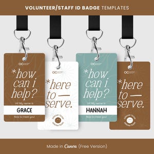 Modern Church Staff/Volunteer ID Badge Template (Canva Editable, Digital Download)