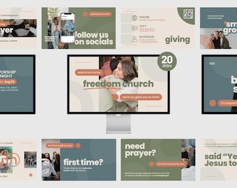 Modern Church Presentation Slide Templates, Sunday Pre-Service Slides, Urban Church Announcement Slides, Church Visuals (Digital Download)